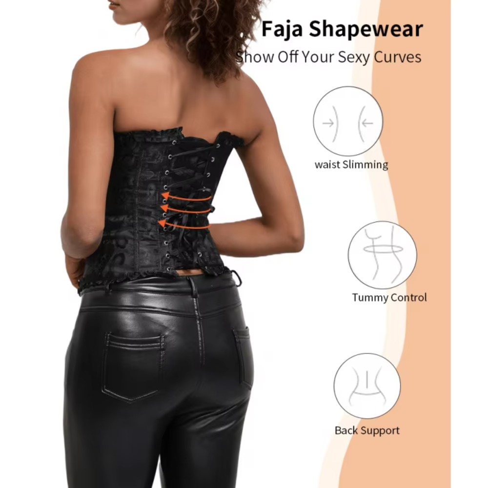 Boning Corset Steel - Corset Jacquard à Fermeture Éclair Sous